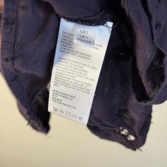 Free People Purple Embroidered Boho Tunic Dress Womens Large Long Sleeve - Picture 7 of 11